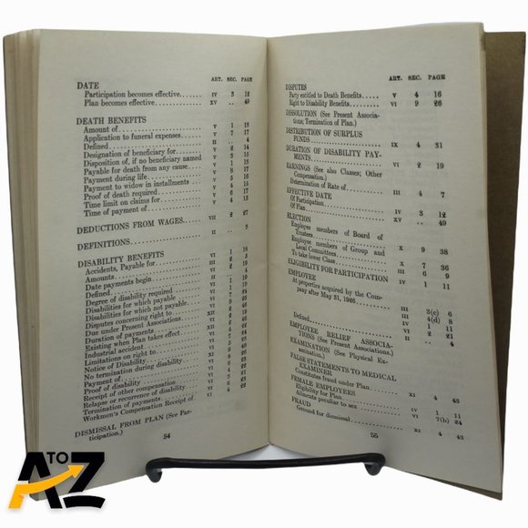 Relief Plan Bethlehem Steel Corp & Subsidiary Companies Booklet 1926 1940 Book - Picture 10 of 12